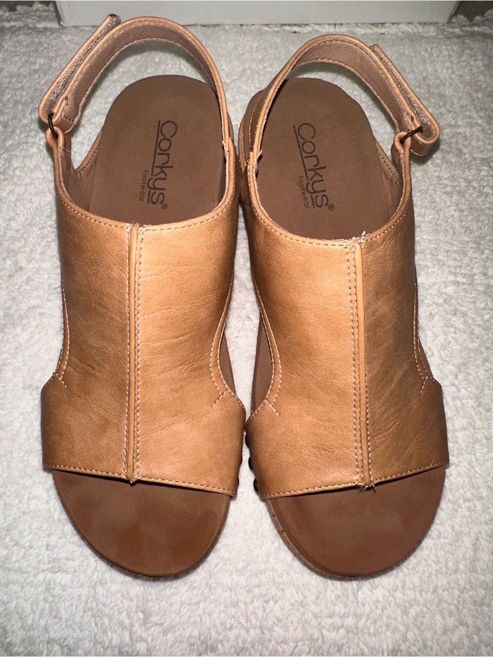 Corkys Women's Cognac Open-Toe Slingback Sandals